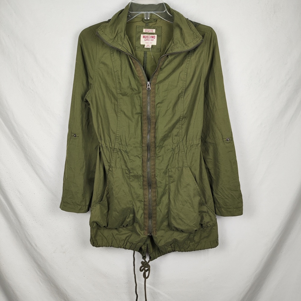 Mossimo Supply Co Jacket Womens Small Green Water Resistant Hooded Anorak Zip